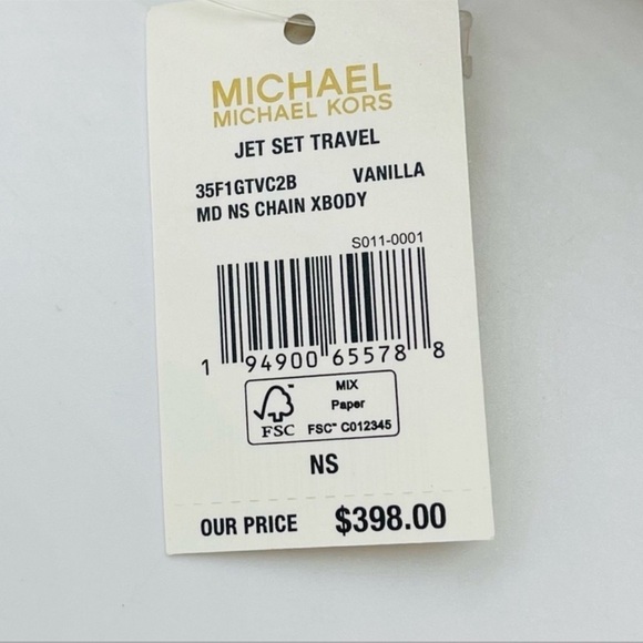 Michael Kors Medium NS Chain XBody Bag Vanilla/Brown - Picture 12 of 12